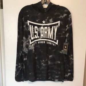 NEW U.S. Army Black Tie-Dye Hoodie Tee